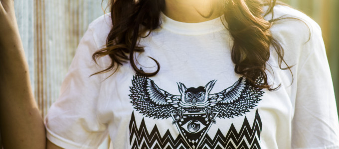 Libby - models the Owlluminati shirt